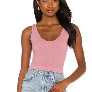 FREE PEOPLE Rib Brami Tank Dusty Rose "Dried Currant" Color XS/S
